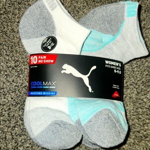 Womens PUMA Cool Max no show socks pack of 10. Womens Shoe size 5-9.5